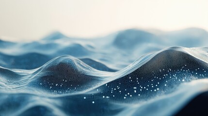 Poster - A smooth, abstract wave pattern in a digital landscape, illustrating the movement of data and technology in a futuristic world.