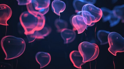 Aufkleber - Abstract AI data chat icons with dynamic motion and digital effects, showcasing the integration of AI in modern communication.