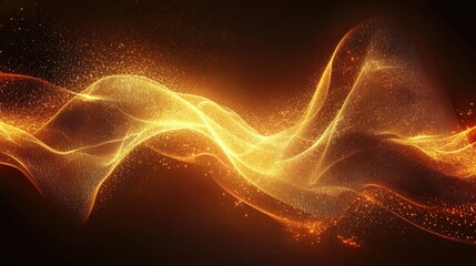 Poster - Futuristic abstract wave design made of glowing particles and lines, representing the ever-evolving world of digital technology.