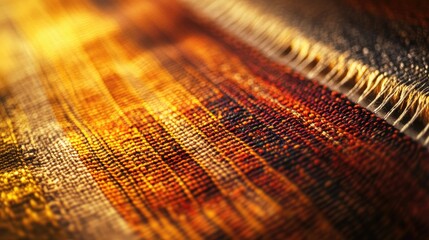 Poster - High-resolution image of handwoven fabric with complex patterns, captured in full HD, showcasing the craftsmanship behind textile production.