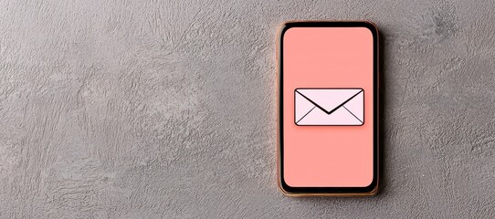 Aufkleber - A smartphone with a pink background displays an envelope icon, symbolizing messaging or email communication.