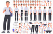 © tynyuk - Young cheerful guy character constructor. Blogger student influencer. Set of different positions of arms legs head and body to create animation