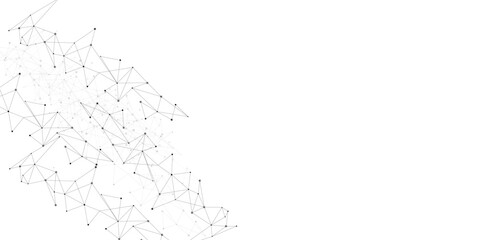 Poster - Vector Grey graphic background dots with connections technologies and sharing data as abstract concept.