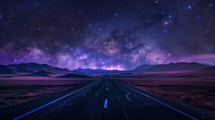 Night Road Under Milky Way