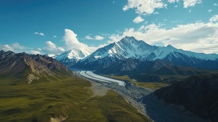 Poster - Stunning panoramic view of Denali Mountain reflecting the beauty of nature in Alaska's vast wilderness