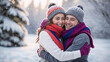 © Anatoly - Happy couple embracing in snowy winter landscape