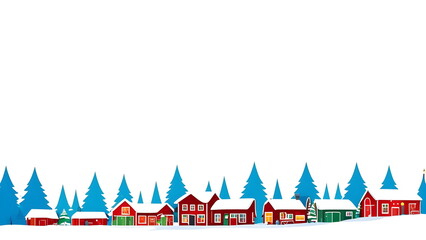 Wall Mural - Backdrop with winter town