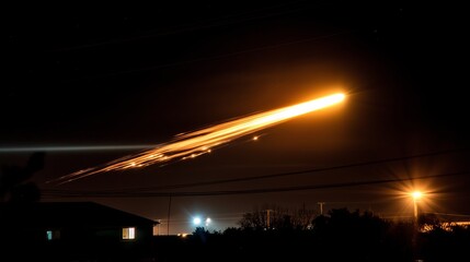 Poster - A comet streaking through a black sky, leaving a long, glowing white tail.