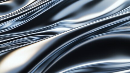 Poster - Shiny Metallic Abstract Surface with Smooth Curves and High Detail for Design Use
