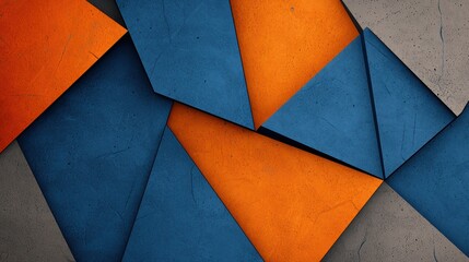 Poster - Modern Abstract Geometric Texture with Sharp Lines in Orange and Blue Colors