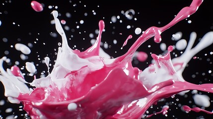 Poster - A splash of bright paint in mid-air, frozen in time against a plain black background