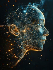 Poster - abstract polygonal space. global network graphic concept. artificial intelligence illustration