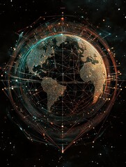 Poster - abstract polygonal space. global network graphic concept. artificial intelligence illustration