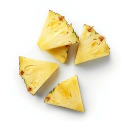 Poster - Sliced pineapple pieces resting on white background