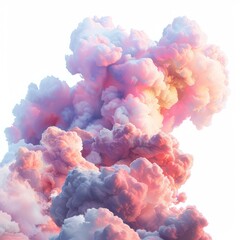 Poster - Pink and purple smoke cloud rising on white background