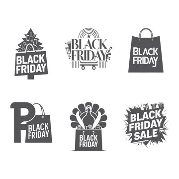  Modern black silhouette logo vector bundle for Black Friday, creative logo bundle, modern and minimalist logo, vector silhouette design for Black Friday, creative background, Vector illustration,
