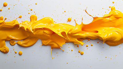 Poster - A yellow paint splatter on a white background. The splatter is long and has a lot of yellow paint