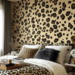 © Chanyapat - Stylish leopard print wallpaper enhances modern bedroom decor, creating bold and inviting atmosphere. combination of textures adds warmth and elegance