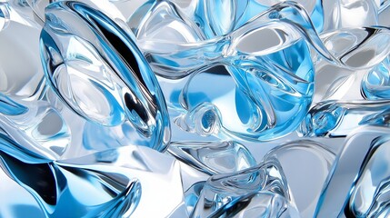 Poster - Abstract frost patterns on glass in shades of white and icy blue