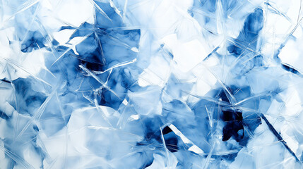 Poster - Abstract frost patterns on glass in shades of white and icy blue
