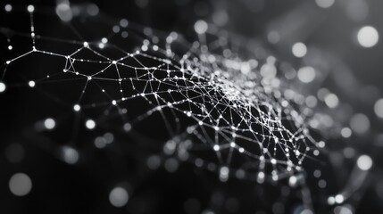 Poster - A spider web is shown in black and white with a lot of dots
