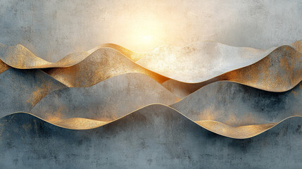 Poster - Abstract geometric design with bright white light and silver-gold tones, evoking clarity, enlightenment, and modern elegance in a dynamic visual expression of transformation and energy flow