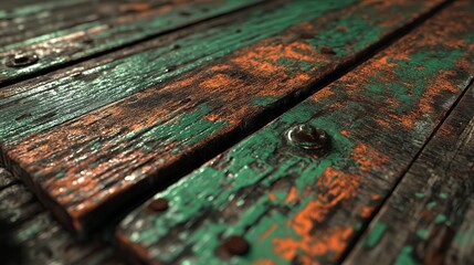 Poster - Rustic weathered metal with patches of green and orange oxidation.