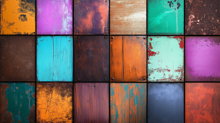 Poster - Rustic weathered metal with patches of green and orange oxidation.