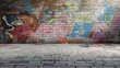 © Alexandr - Colorful graffiti on urban brick wall with copy space