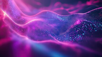 Poster - A mesmerizing abstract wave of vibrant purple and blue lights flowing gracefully, creating a sense of depth and movement.