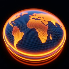 Poster - Glowing digital Earth model with continents highlighted.