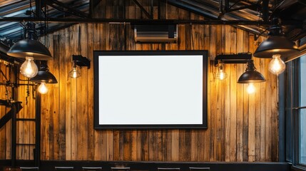 Poster - Blank Square Frame on Rustic Wooden Wall