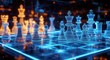 © ma - Digital chess board with holographic pieces, representing the use of AI in strategic planning and business strategy concepts.