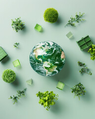 Poster - Promoting sustainability through green packaging around a globe in a natural setting for environmental awareness
