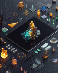 Poster - Showcasing ai-driven product suggestions on tablet screen with data visualizations in modern environment for enhanced lifestyle choices