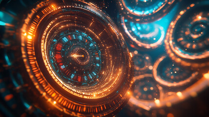 Poster - Intricate circular design with glowing colors and a futuristic aesthetic