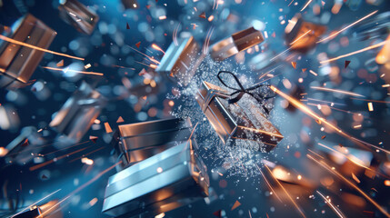Poster - Transforming data streams into curated shopping icons digital space 3d rendering abstract environment futuristic concept for enhanced personalization