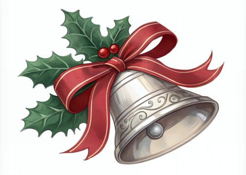 christmas bells with red ribbon and holly Christmas Advent Calendar