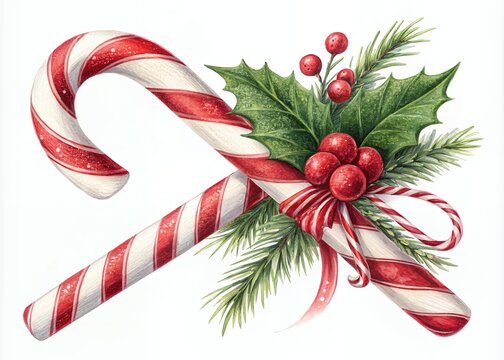 christmas candy cane and holly Christmas Advent Calendar