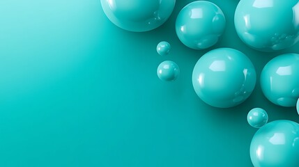 Poster - A collection of glossy turquoise spheres on a smooth background, creating a modern aesthetic.
