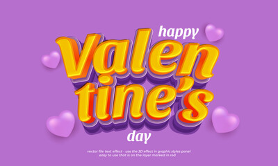 Wall Mural - happy valentine's day editable text effect 3d font style with purple background