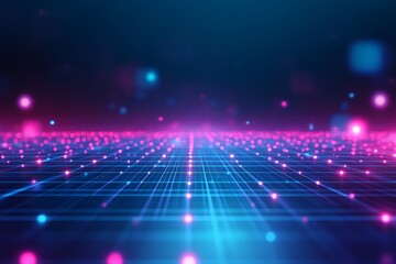 Poster - A digital landscape with glowing dots and grid lines, evoking a futuristic vibe.