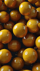Poster - Abstract background with golden spheres. Concept of luxury, elegance, and design.