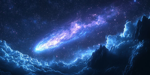 Wall Mural - outer space with faint comets, distant planets, and vibrant star constellations glowing.