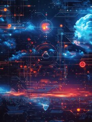 Poster - Global web connection abstract concept vector illustration set. Cloud gaming and security, cyber security engineering, network communication, internet, video streaming online abstract metaphor.