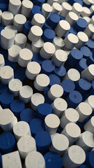 Aufkleber - Abstract pattern of white and blue cylinders. Concept of design, texture, and background.