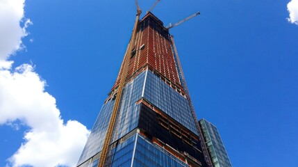 Aufkleber - Skyscraper Under Construction Against Blue Sky