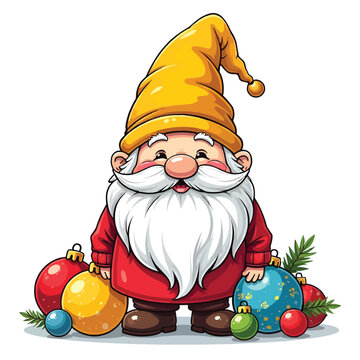 Funny Gnome Christmas vector illustration
