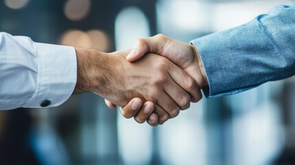 Aufkleber - Two people shaking hands in a business setting