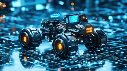 Poster - Futuristic Robotic Vehicle On A Circuit Board